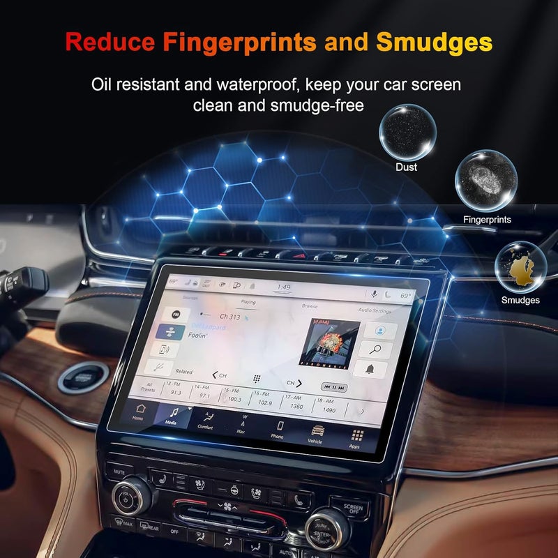 BSTW for 2024 Jeep Grand Cherokee Screen Protector for 2022-2025 Grand Cherokee 4xe 2021-2025 Grand Cherokee L 10.1-Inch Touchscreen Display Tempered Glass Protective Film - Image 3